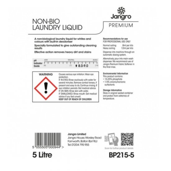  Jangro Premium Non-Bio Laundry Liquid - 5L